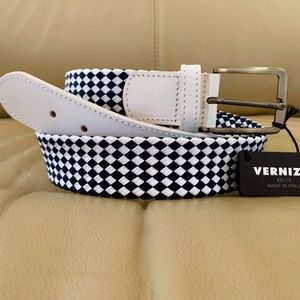NEW WITH TAG WOMEN's VERNIZZI HAND MADE PARMA ITALY LEATHER COTTON  BELT 95/110